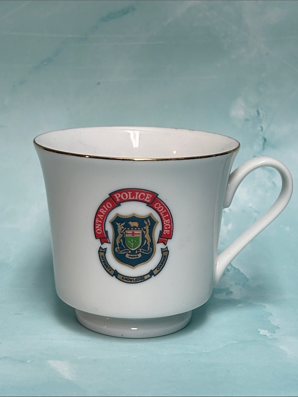Ontario Police College Crest Porcelain Mug with Gold Rim